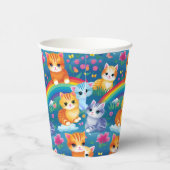 虹に乗ったかわいい子猫たち キュートでカラフル 紙コップ (右)