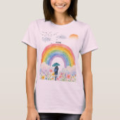 虹に向かって歩く – HOPE 水彩イラスト Tシャツ (正面)
