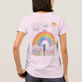 虹に向かって歩く – HOPE 水彩イラスト Tシャツ (裏面)