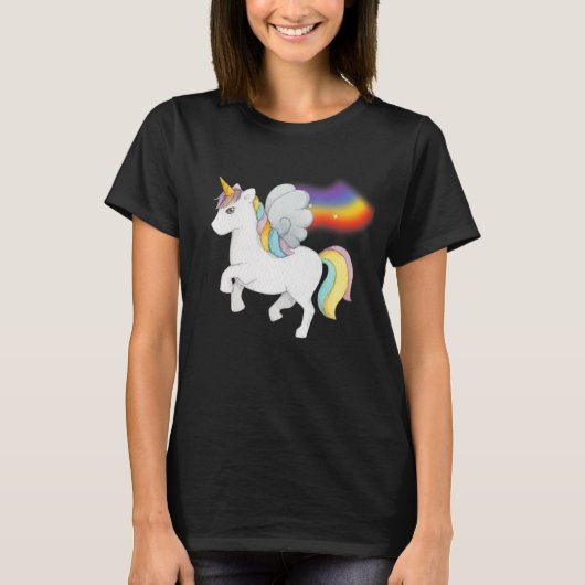 虹に輝くスイートユニコーン Tシャツ (正面)