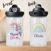 虹に輝く優しいユニコーンパーソナライズされた ウォーターボトル