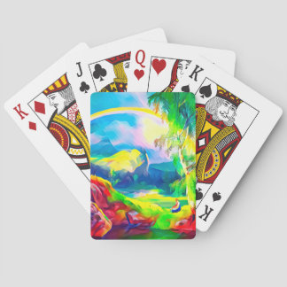 虹のあるノルウェーの風景 トランプ