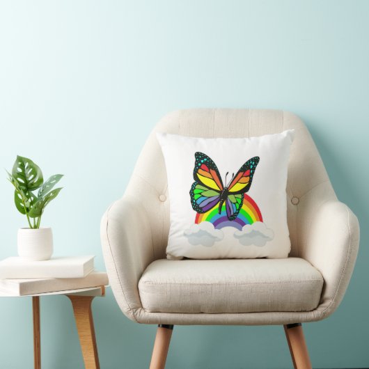 虹のある蝶 クッション (椅子)