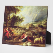 虹のある風景(キャンバス上の油) フォトプラーク (側面)