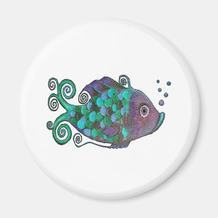 虹のお洒落な魚の青及び紫色の色相の芸術 マグネット
