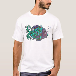 虹のお洒落な魚の青及び紫色の色相の芸術 Tシャツ