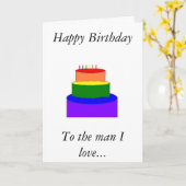 虹のお誕生日ケーキ、ハッピーバースデー、へ… カード (黄色い花)