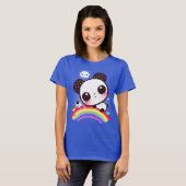 虹のかわいいの食糧を持つかわいいパンダ Tシャツ (正面フル)