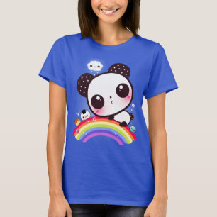 虹のかわいいの食糧を持つかわいいパンダ Tシャツ