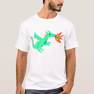 虹のかわいいドラゴンのワイシャツ Tシャツ