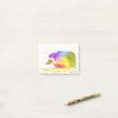 虹のかわいいハリネズミの水彩画 ポストイット (デスク上)