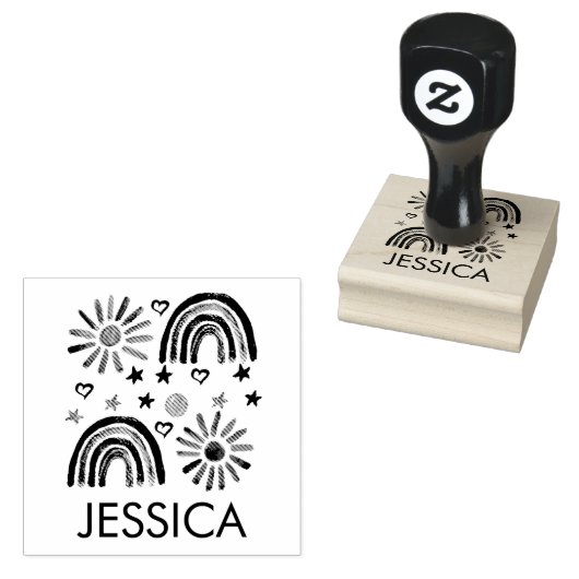 虹のかわいい太陽の子供たち モダンな水彩画 ラバースタンプ (押印)