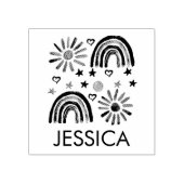 虹のかわいい太陽の子供たち モダンな水彩画 ラバースタンプ (インプリント)