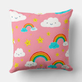 虹のかわいい雲のパターン クッション (裏面)
