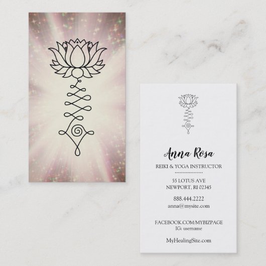 *~*虹のきらめく霊気癒しエネルギーロータス 名刺 (正面/裏面)