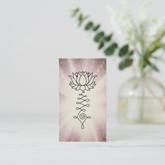 *~*虹のきらめく霊気癒しエネルギーロータス 名刺 (スタンド正面)