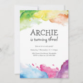 虹のしぶきの芸術の誕生日のパーティの招待状 招待状 (正面)