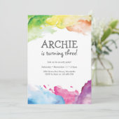 虹のしぶきの芸術の誕生日のパーティの招待状 招待状 (スタンド正面)