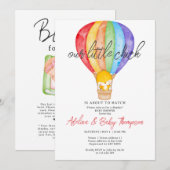 虹のちびっこが孵化する前にベイビーシャワー 招待状 (正面/裏面)