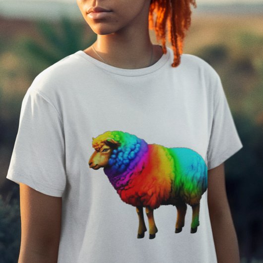 虹のひつじが可愛い Tシャツ