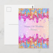 虹のような輝く色のスパークルで誕生日をお祝い ポストカード (正面/裏面)