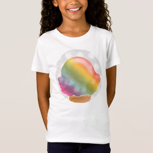 虹のアイスクリームコーンのシャーベット- Tシャツ (正面)