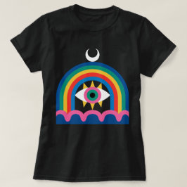 虹のアイ・クレセントムーンアート Tシャツ