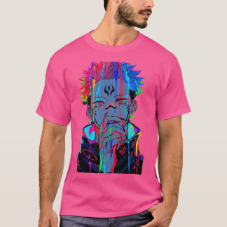 虹のアクセントがついた暗い呪われたシルエットの女の子 Tシャツ