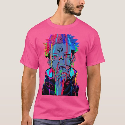 虹のアクセントがついた暗い呪われたシルエットの女の子 Tシャツ (正面)