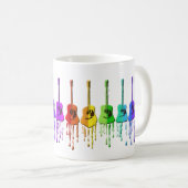 虹のアコースティックギターのコーヒー・マグ コーヒーマグカップ (正面右)