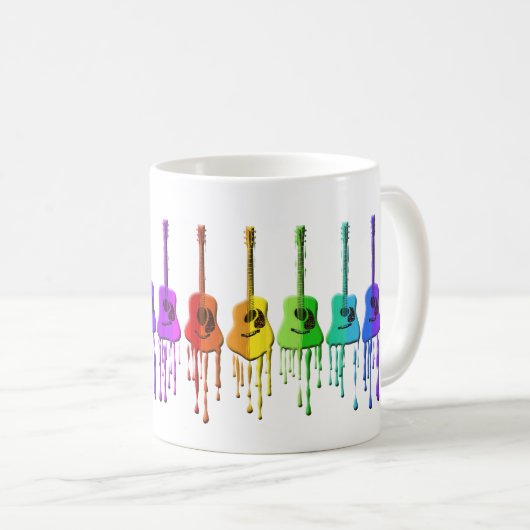 虹のアコースティックギターのコーヒー・マグ コーヒーマグカップ (正面右)