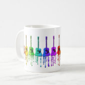 虹のアコースティックギターのコーヒー・マグ コーヒーマグカップ (正面左)