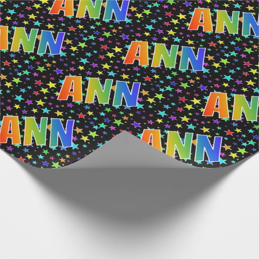 虹のイニシャル「ANN」+ 星 ラッピングペーパー (角)