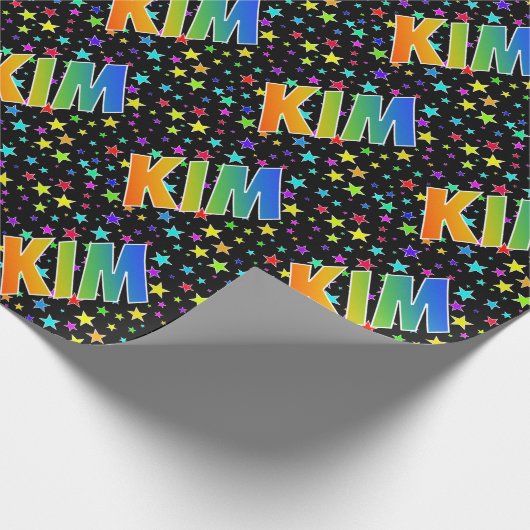虹のイニシャル「KIM」＋星 ラッピングペーパー (角)