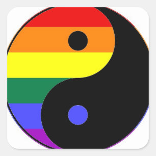 虹のインおよびヤン- LGBTのプライドの虹色 スクエアシール