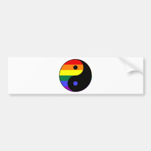 虹のインおよびヤン- LGBTのプライドの虹色 バンパーステッカー