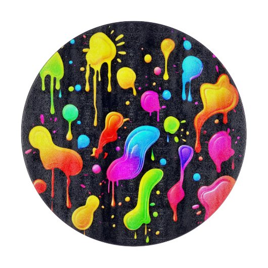 虹のインクの飛絵を描び散 カッティングボード (正面)
