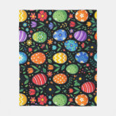 虹のイースターエッグと花 フリースブランケット (正面)