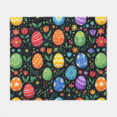 虹のイースターエッグと花 フリースブランケット (正面(横))