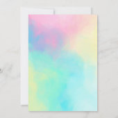 虹のウサギ 水彩フラワー うさぎの誕生日 招待状 (裏面)