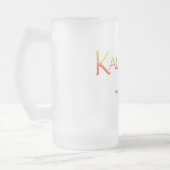 虹のウミガメとのKalypsoのカラフルなロゴ フロストグラスビールジョッキ (左)