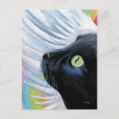 虹のエンジェル・キャット絵画の絵葉書 ポストカード (正面)
