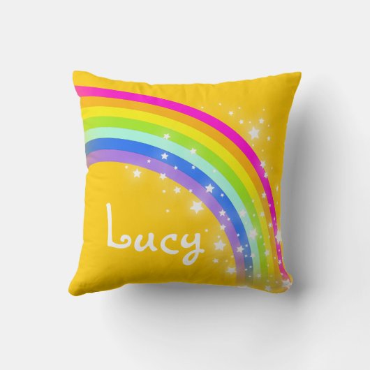 虹のオレンジ黄色の女の子の一流のルーシーの枕 クッション (裏面)