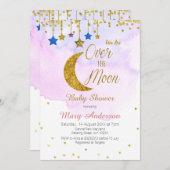 虹のオーバーザムーンベイビーシャワー 招待状 (正面/裏面)