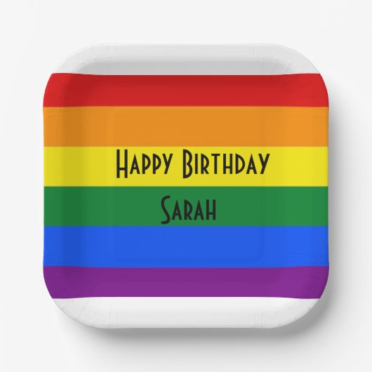 虹のカスタマイズ可能な子供パーティー紙プレート ペーパープレート (正面)