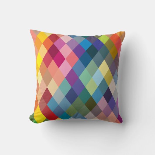 虹のカラフルで幾何学的な枕 クッション (正面)