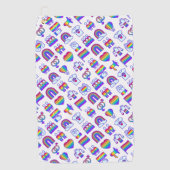 虹のカラフルアイコン ゴルフタオル (正面)