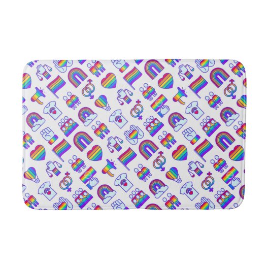 虹のカラフルアイコン バスマット (正面)