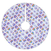 虹のカラフルアイコン ブラッシュドポリエステルツリースカート (正面)