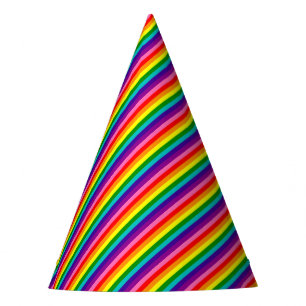 虹のカラフル旗ストライプの図柄LGBT明るい パーティーハット